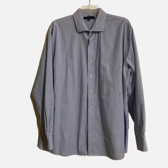 Tommy Hilfiger Blue Printed Button-Down Dress Shirt. Size 18/ 34-35 - Picture 1 of 8